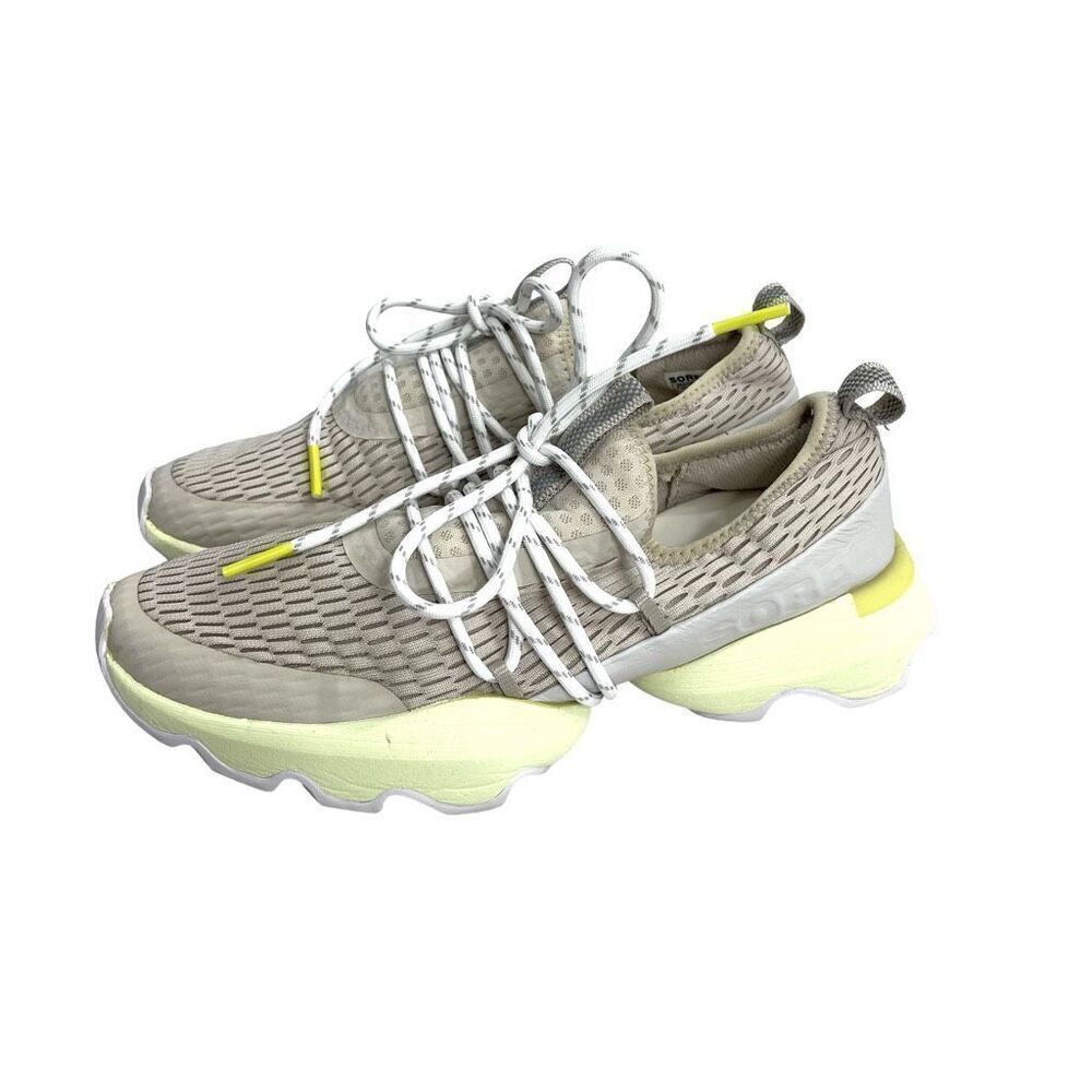 Sorel Kinetic Impact Lace Sneakers Size 6 beige‎ neon yellow